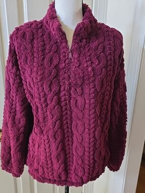 Thereabouts Girl's Plus Plum Cozy Cable-Texture Half-Zip Sweater Size 3XL 22.5P